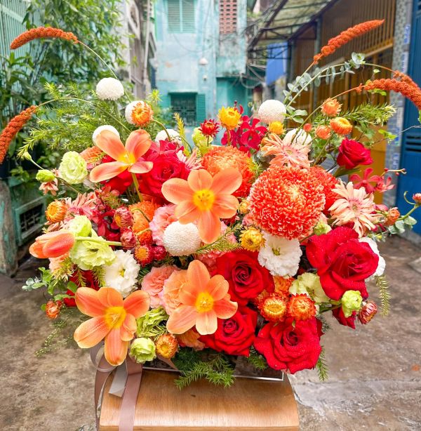giỏ hoa chúc mừng